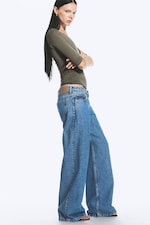90-tallsblå – middels blå - Imoo jeans med lavt liv, vide ben og løs passform - 2