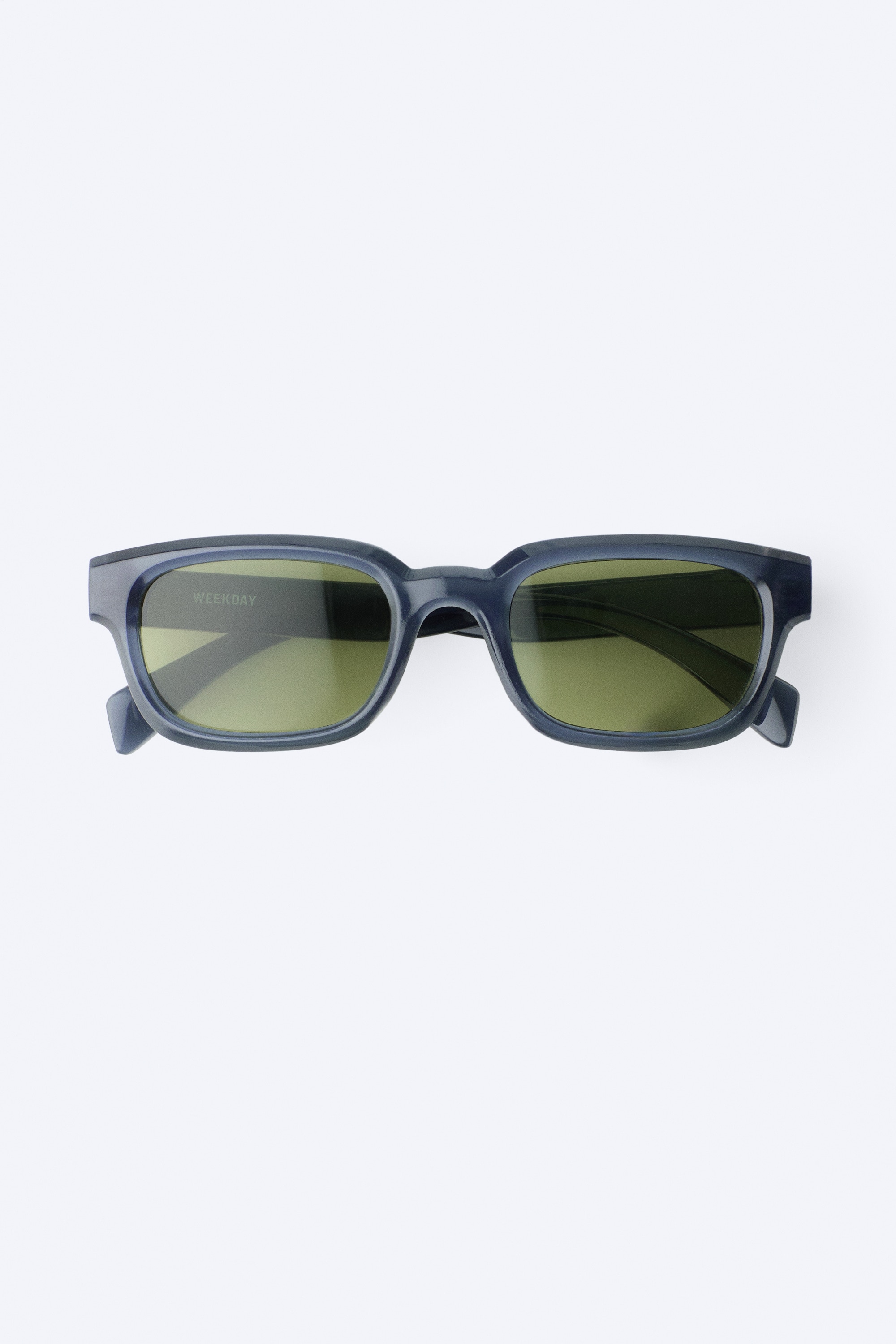 Bold Rectangular Frame Unisex Sunglasses - Dusty Light Grey/Dark Green