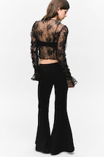 Black - Low-Rise Flared Trousers - 4