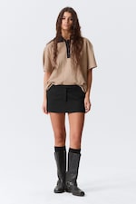 Black - Low Rise Slim Mini Suiting Skirt - 0