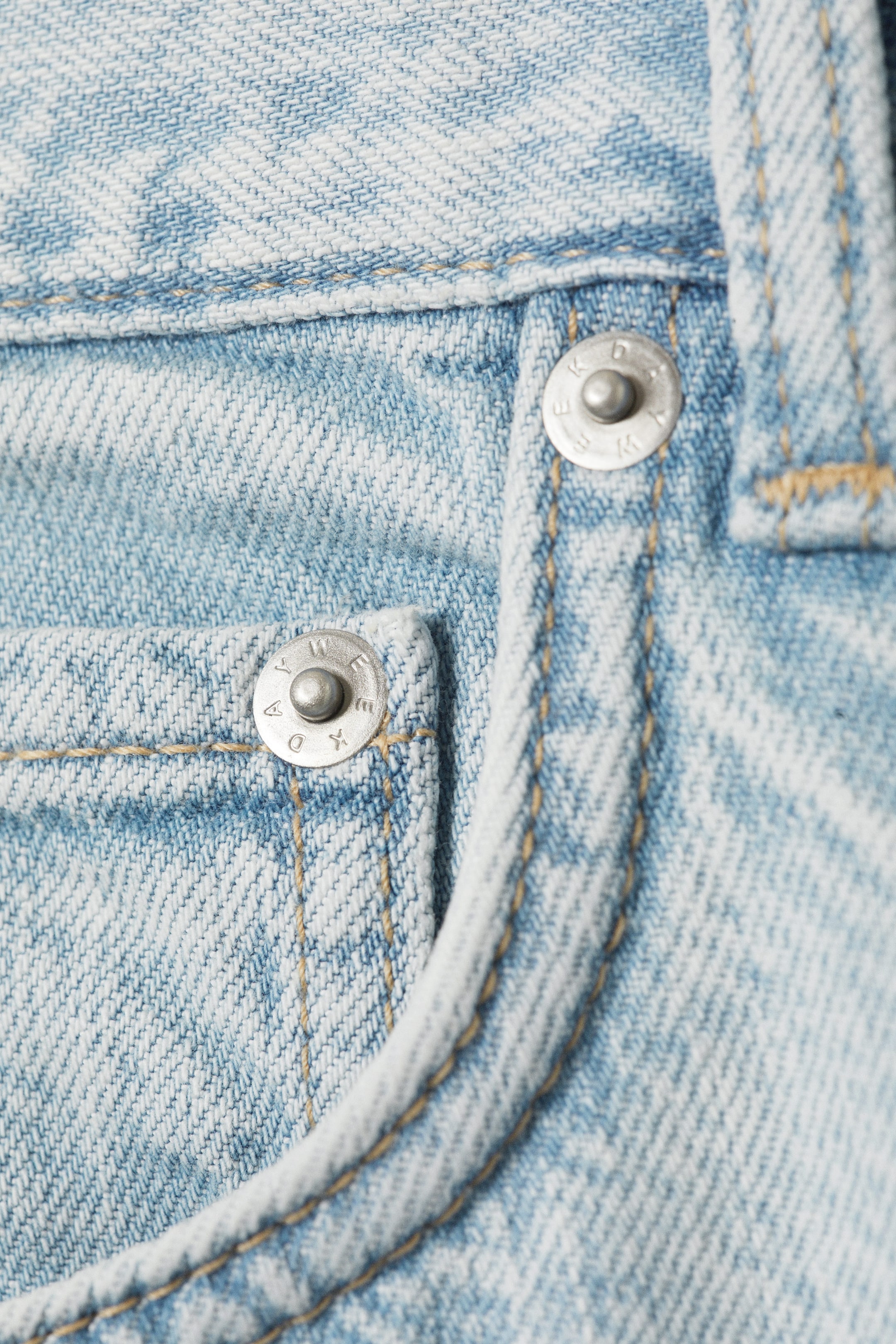 Snow Blue - Light Blue - Astro Mid Rise Loose Baggy Leg Unisex Jeans - 2