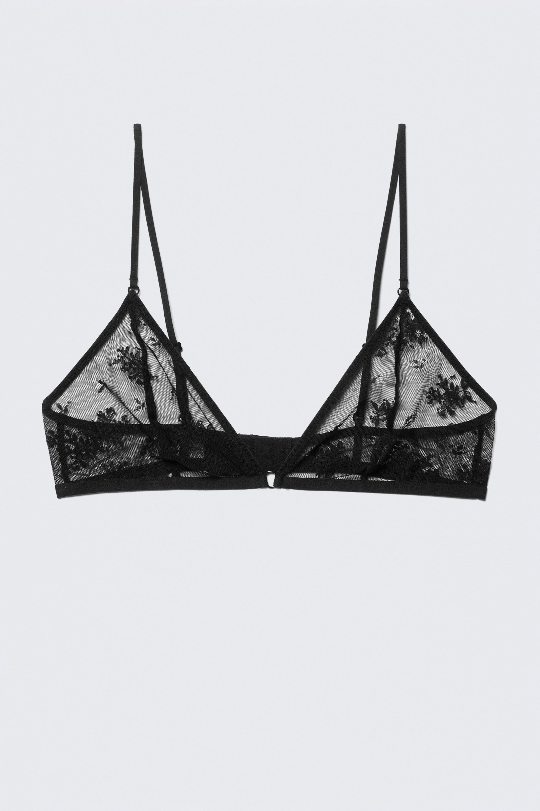 Black - Lace Triangle Soft Bra - 1