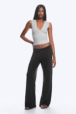 Black - Dark Grey Stripe - Soft Low Rise Bootcut Trousers - 0