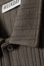 Taupe foncé - Chemise boutonnée en maille manches courtes - 1