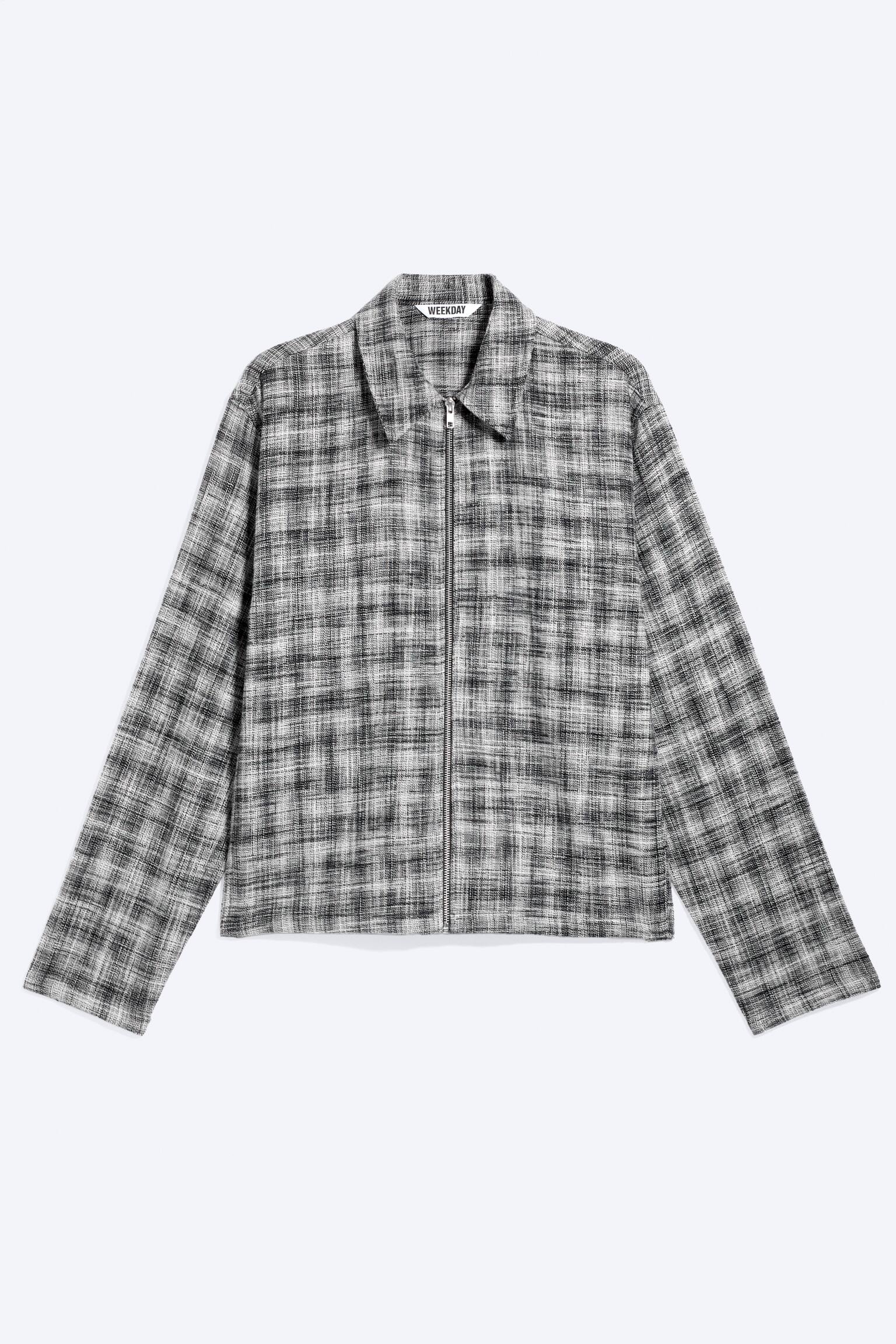 Surchemise zippée minimaliste - Noir à carreaux - 1