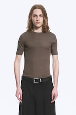 Dark Mole - Classic Slim Ribbed Cotton T-shirt - 0