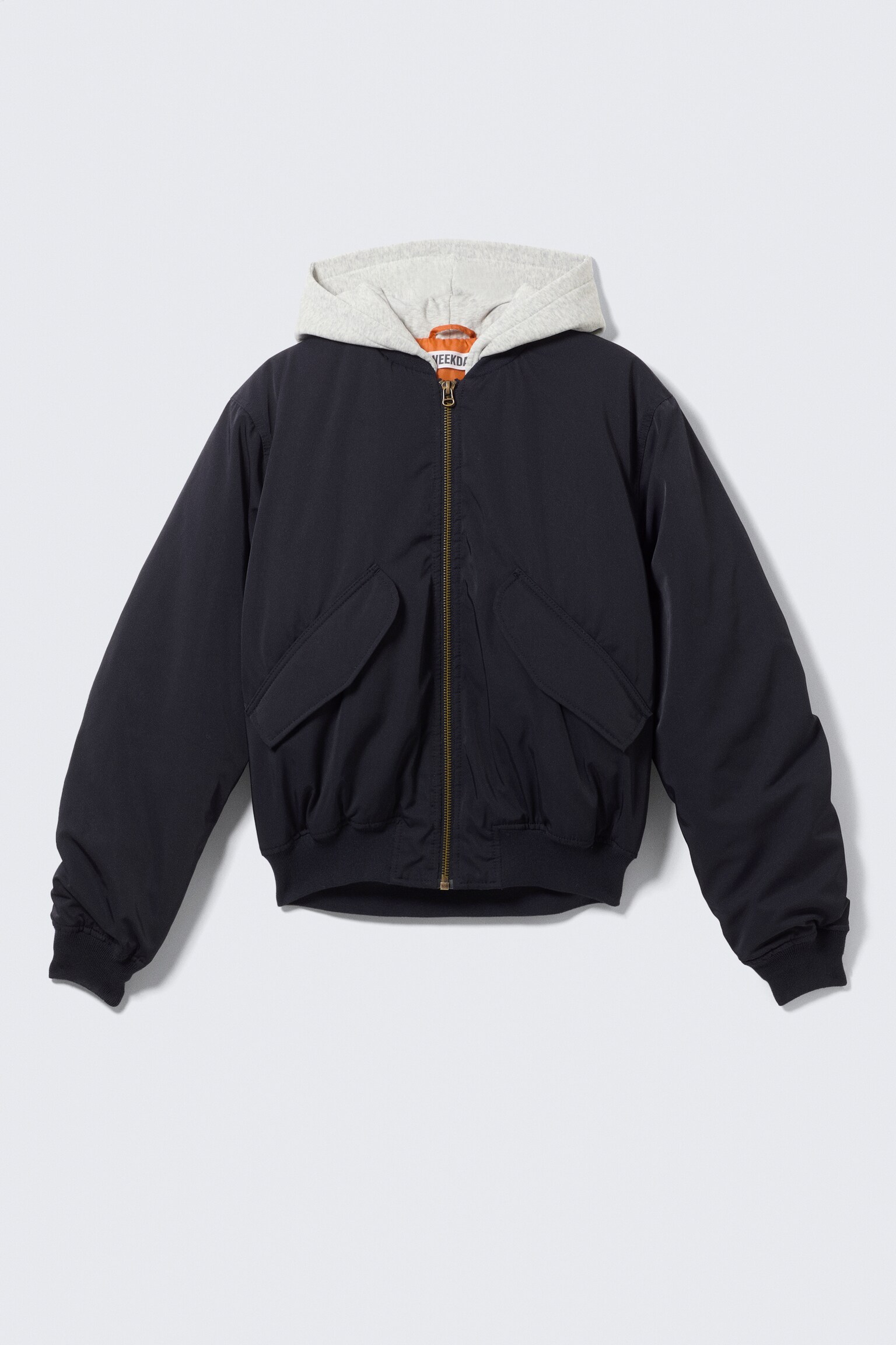 Volná bomber bunda s kapucí - Tmavě námořnická modrá - 7