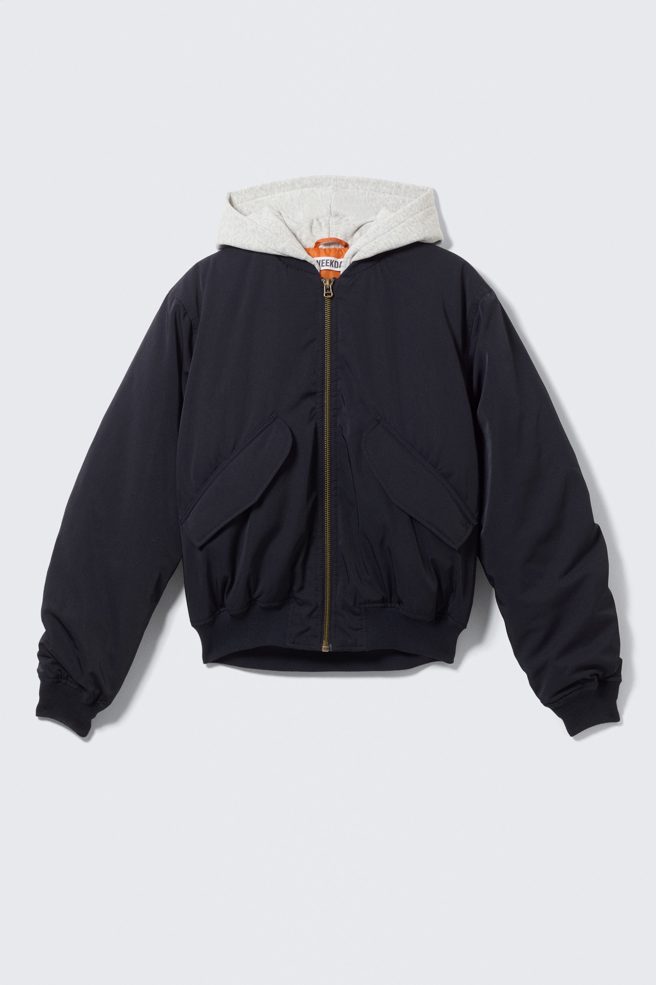 Dark Navy Blue - Loose Hooded Bomber Jacket - 8