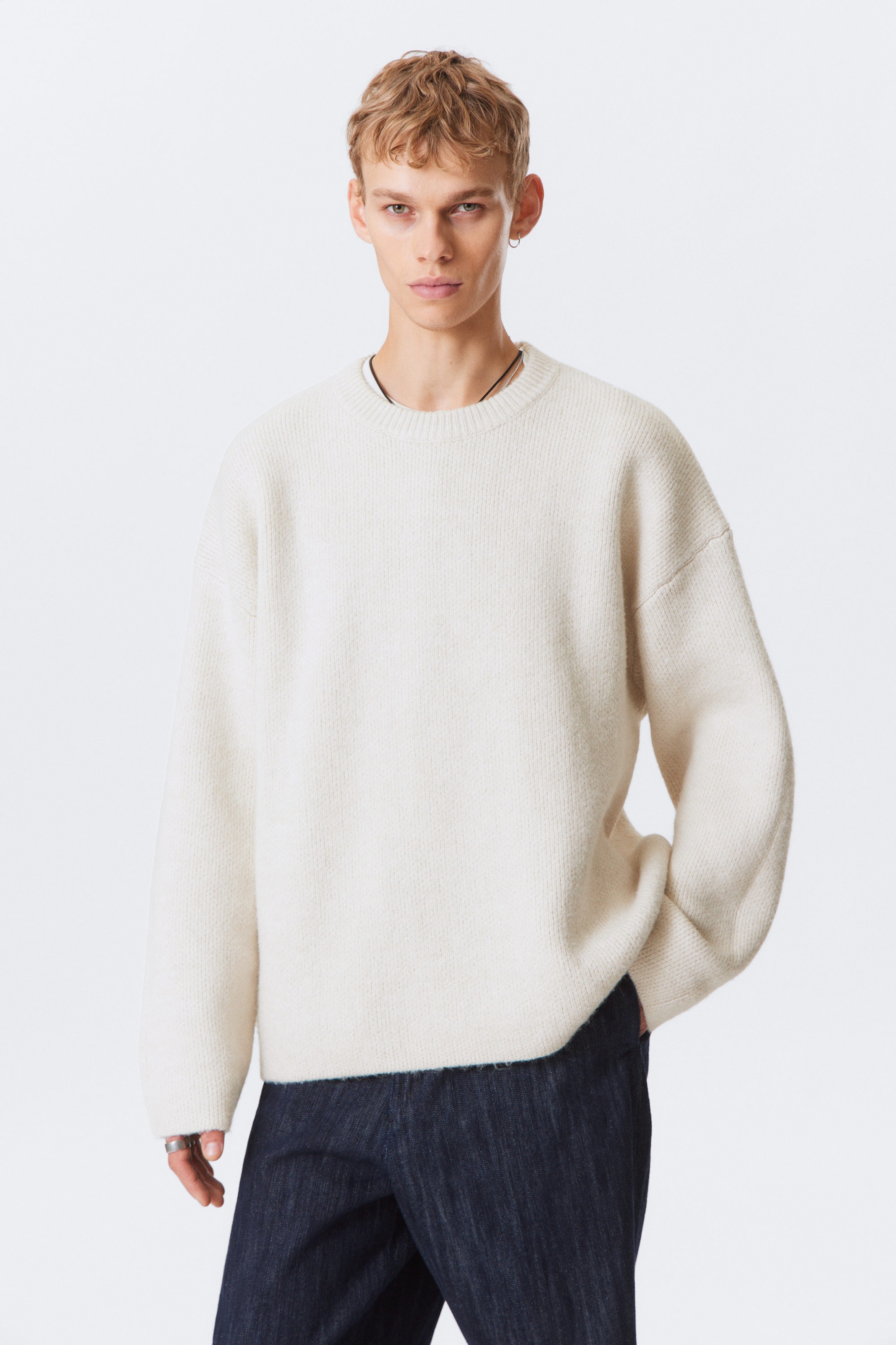 Helles Maulwurfsgrau - Oversized-Strickpullover aus Wollmischung Teo - 0