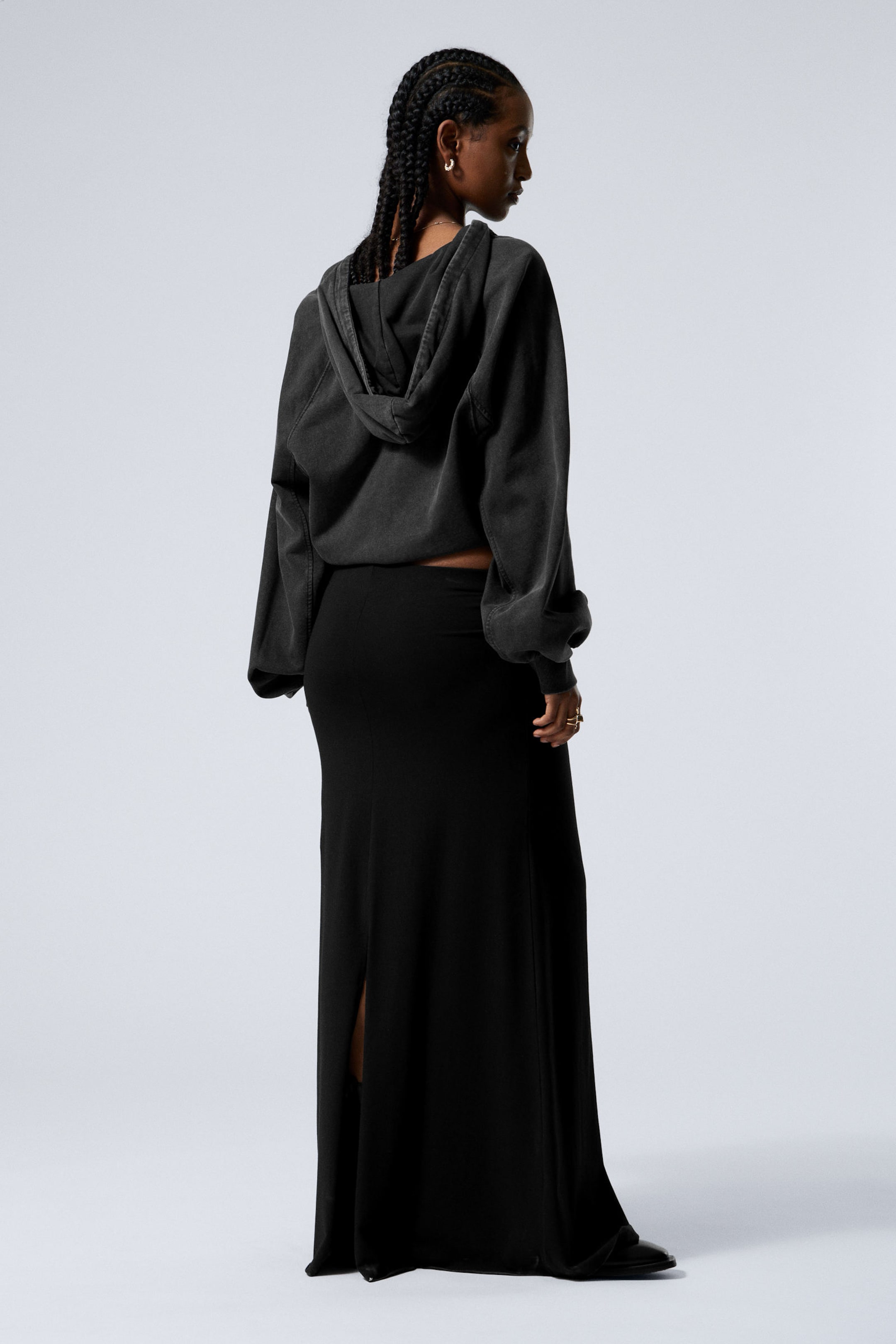 Black - Mid Rise Slim Fit Maxi Skirt - 2