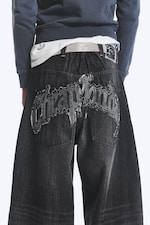 Hematite Black - Black - Dunno Way Unisex Low Rise Loose Barrel Jeans - 7