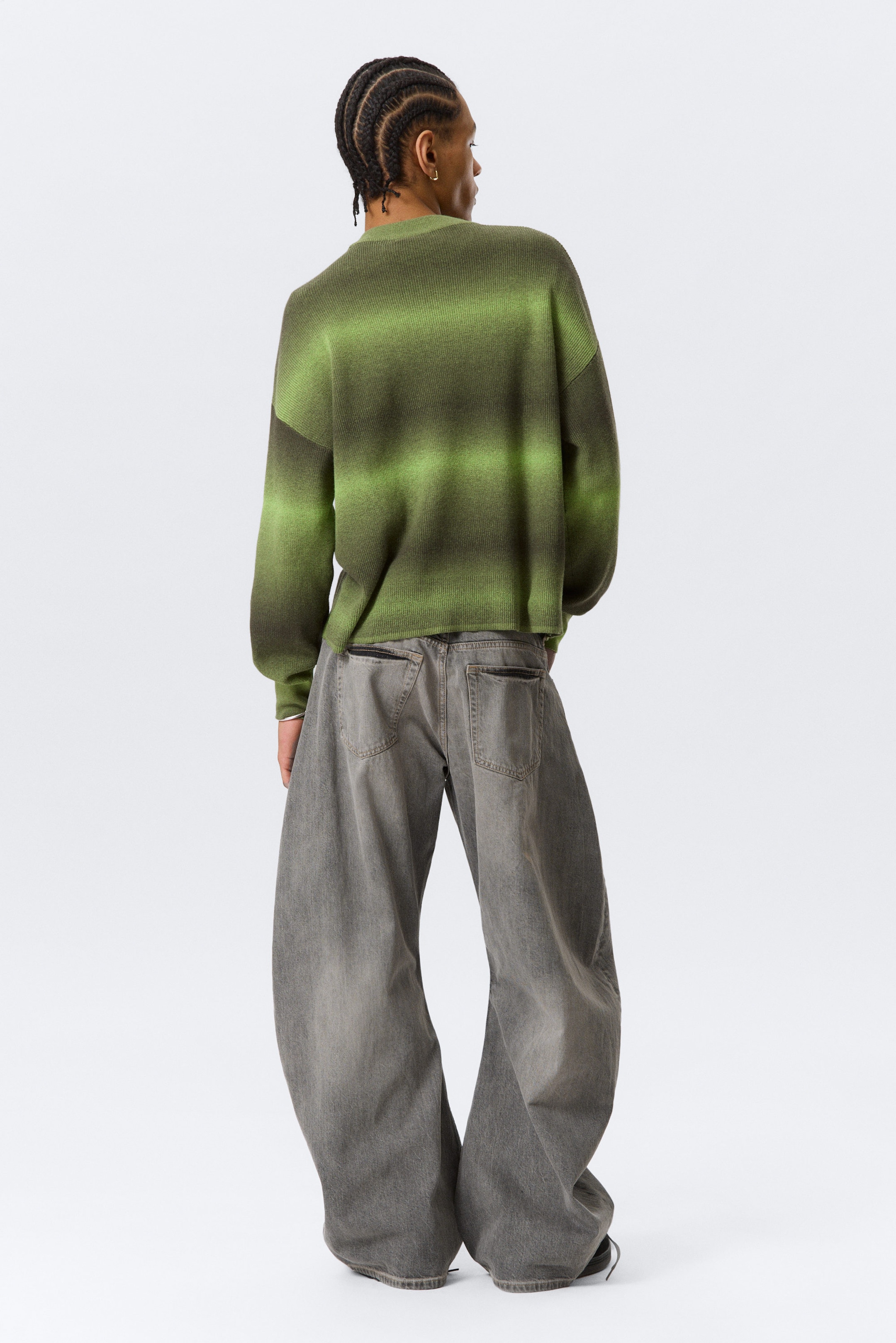 Green Space-Dye - Relaxed Space-Dyed Knitted Cotton Sweater - 2