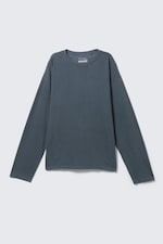 Washed Blue - Loose Boxy Long-Sleeved T-shirt - 3