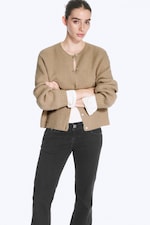 Beige - Soft Knitted Cardigan - 0