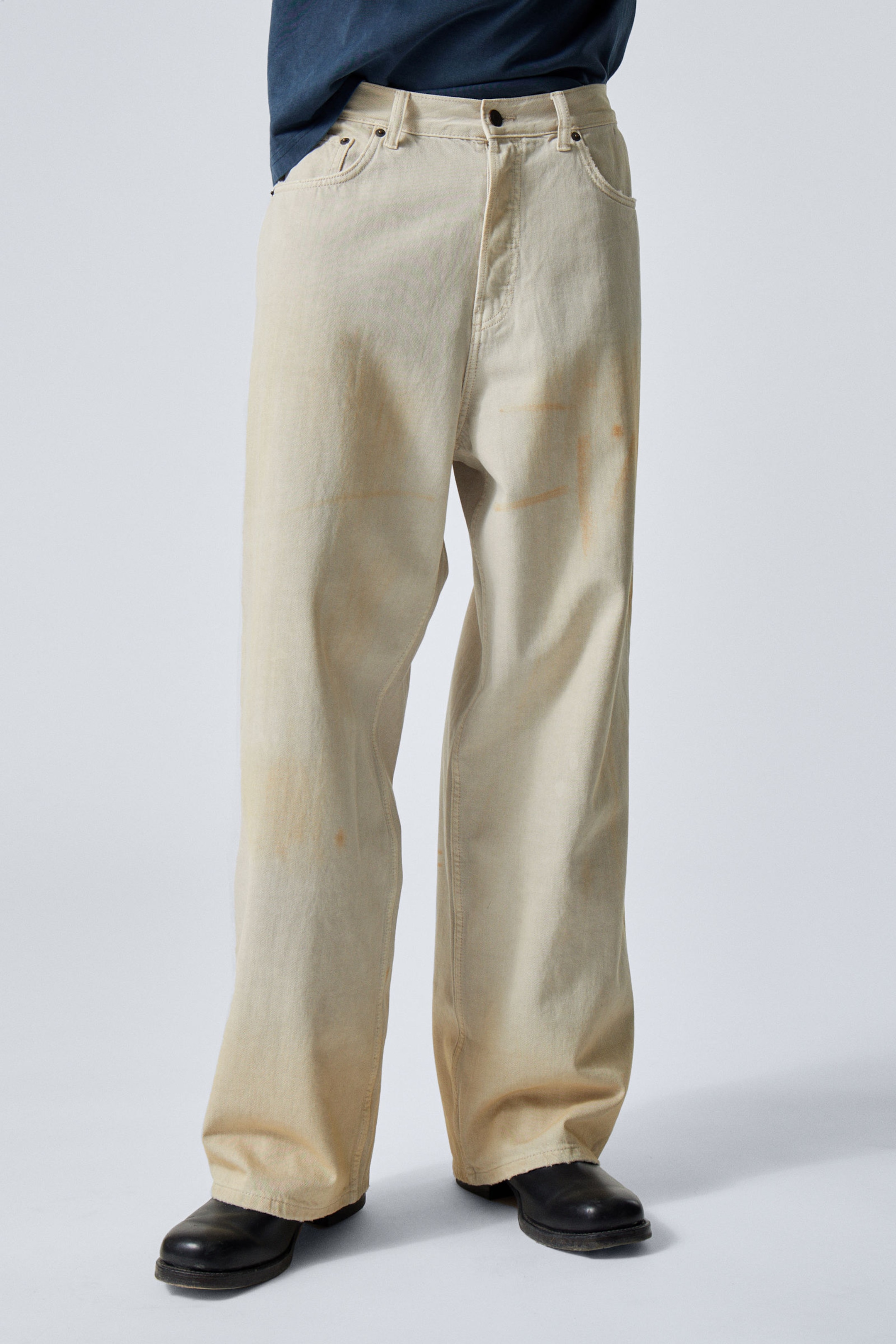 Dirty Beige - Light Beige - Astro Loose Baggy Leg Jeans - 4