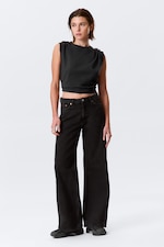 Tuned Black - Svart - Paz Mid Rise Wide Leg Jeans - 3