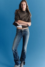 Sjøhestblå – middels blå - Luna smal jeans med lavt liv og bootcut - 3