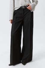 Black - High Waisted Wide Leg Suiting Trousers - 1