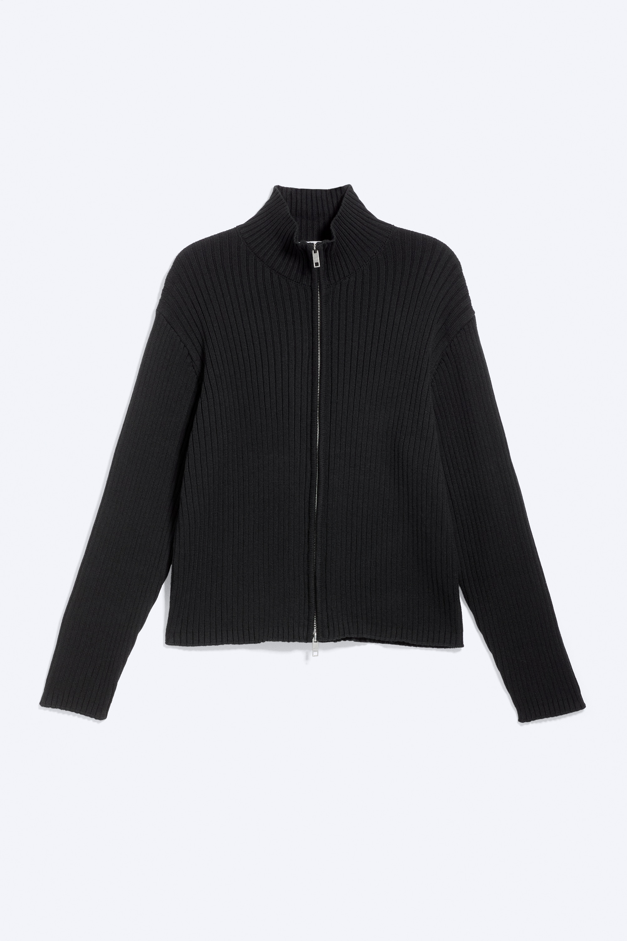 Cardigan in maglia con cerniera e vestibilità comoda - Nero/Blu lavato/Talpa chiaro