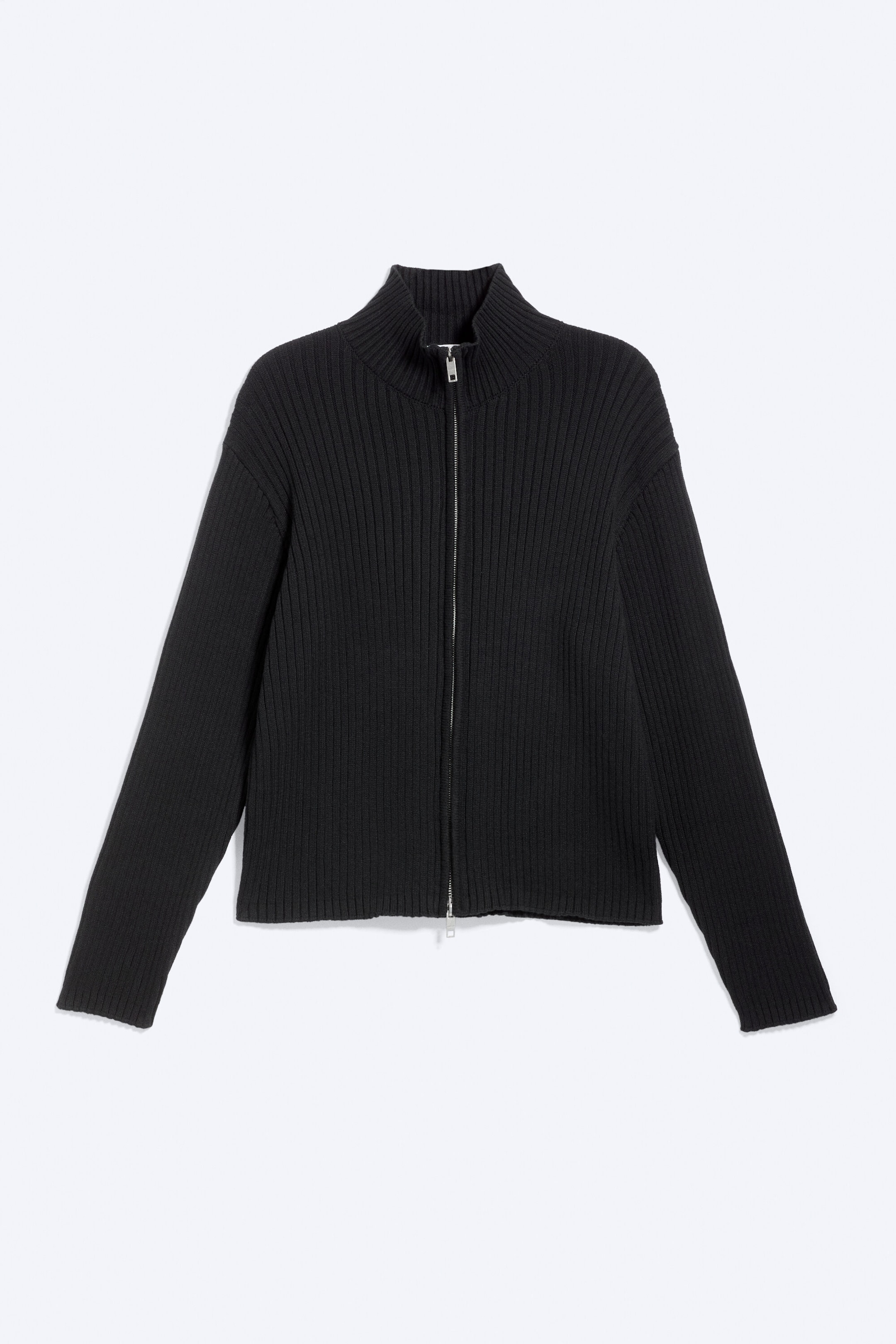 Schwarz - Lockerer Strick-Cardigan mit Reißverschluss - 3