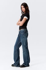Deep Sea Blue - Dark Blue - Nova Low Rise Slim Bootcut Leg Jeans - 2