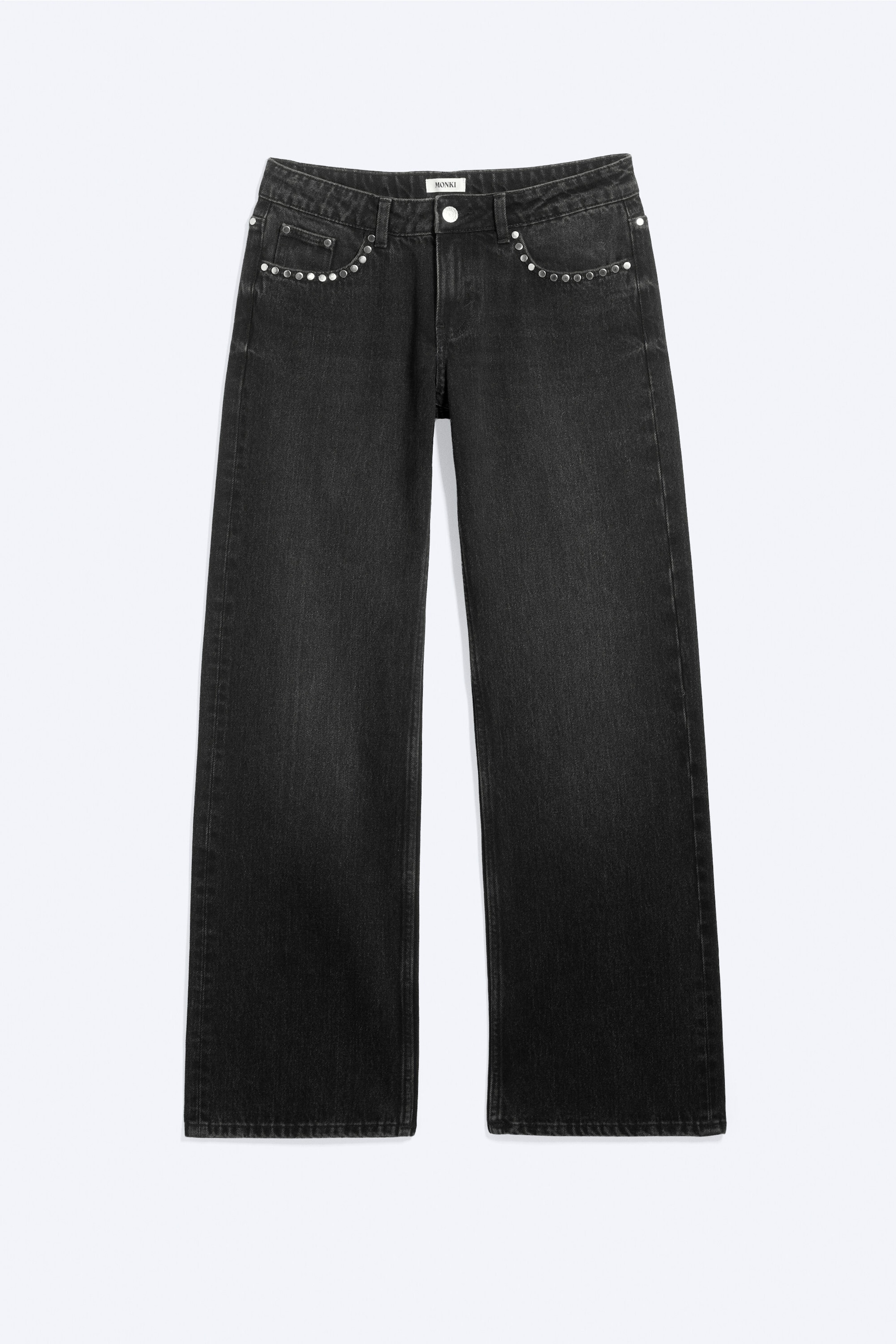 Ausgewaschenes Schwarz - IMOO LOW WAIST LOOSE STRAIGHT STUD JEANS - 5