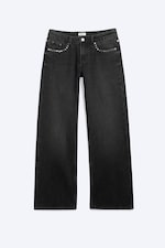 Ausgewaschenes Schwarz - IMOO LOW WAIST LOOSE STRAIGHT STUD JEANS - 5