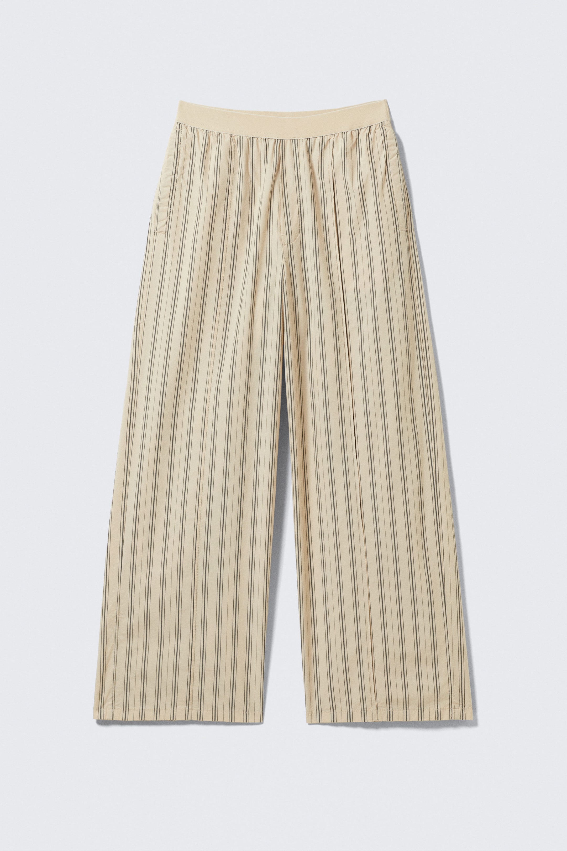 Beige med striper - Stripete pyjamasbukse i bomull med løs passform - 1