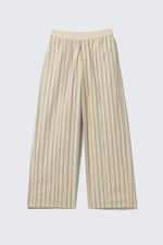 Beige med striper - Stripete pyjamasbukse i bomull med løs passform - 0