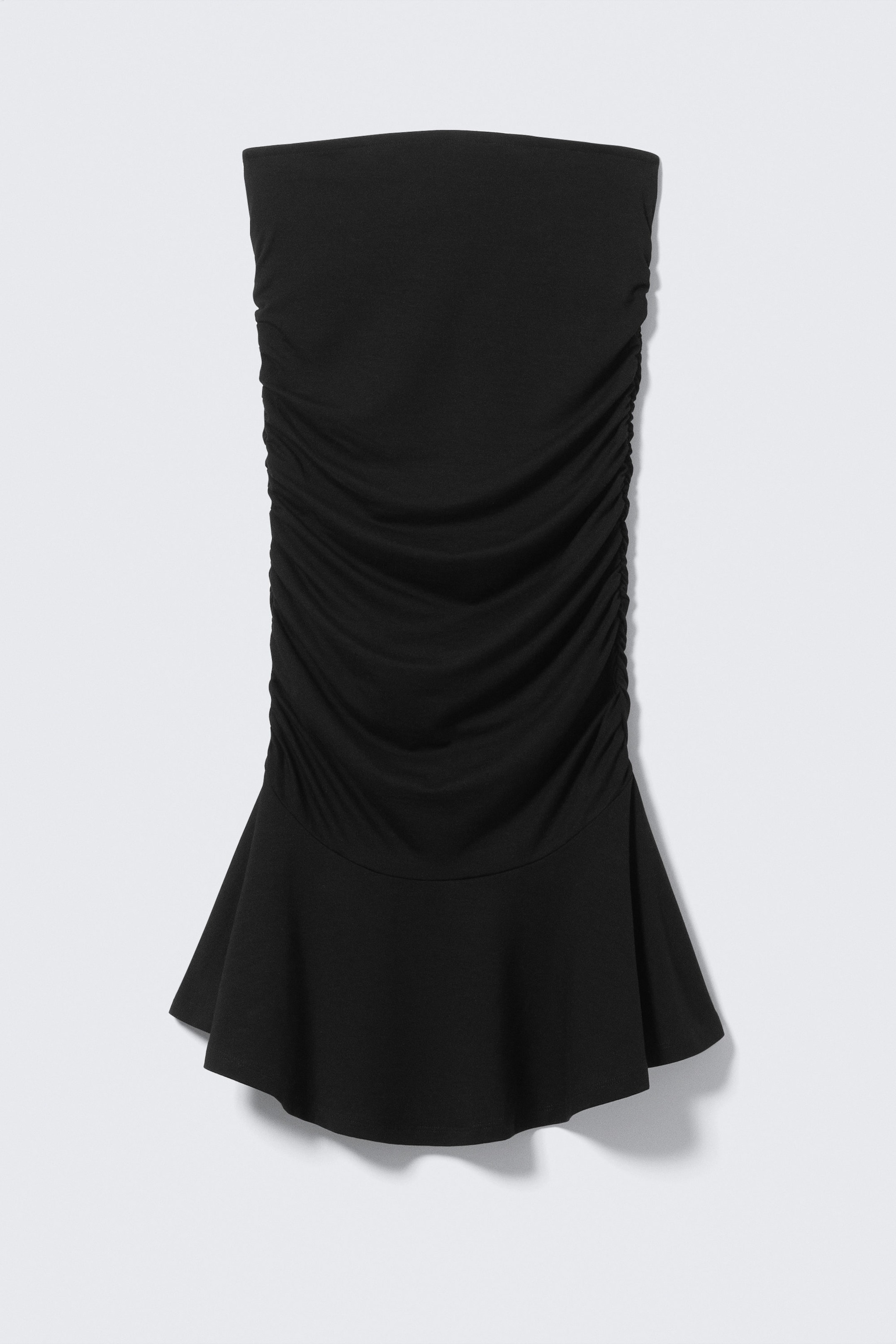 Black - Ruched Tube Mini Dress - 1