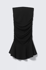 Black - Ruched Tube Mini Dress - 0