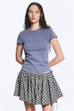 Dusty Washed Blue - Slim fit katoenen T-shirt met korte mouwen - 0