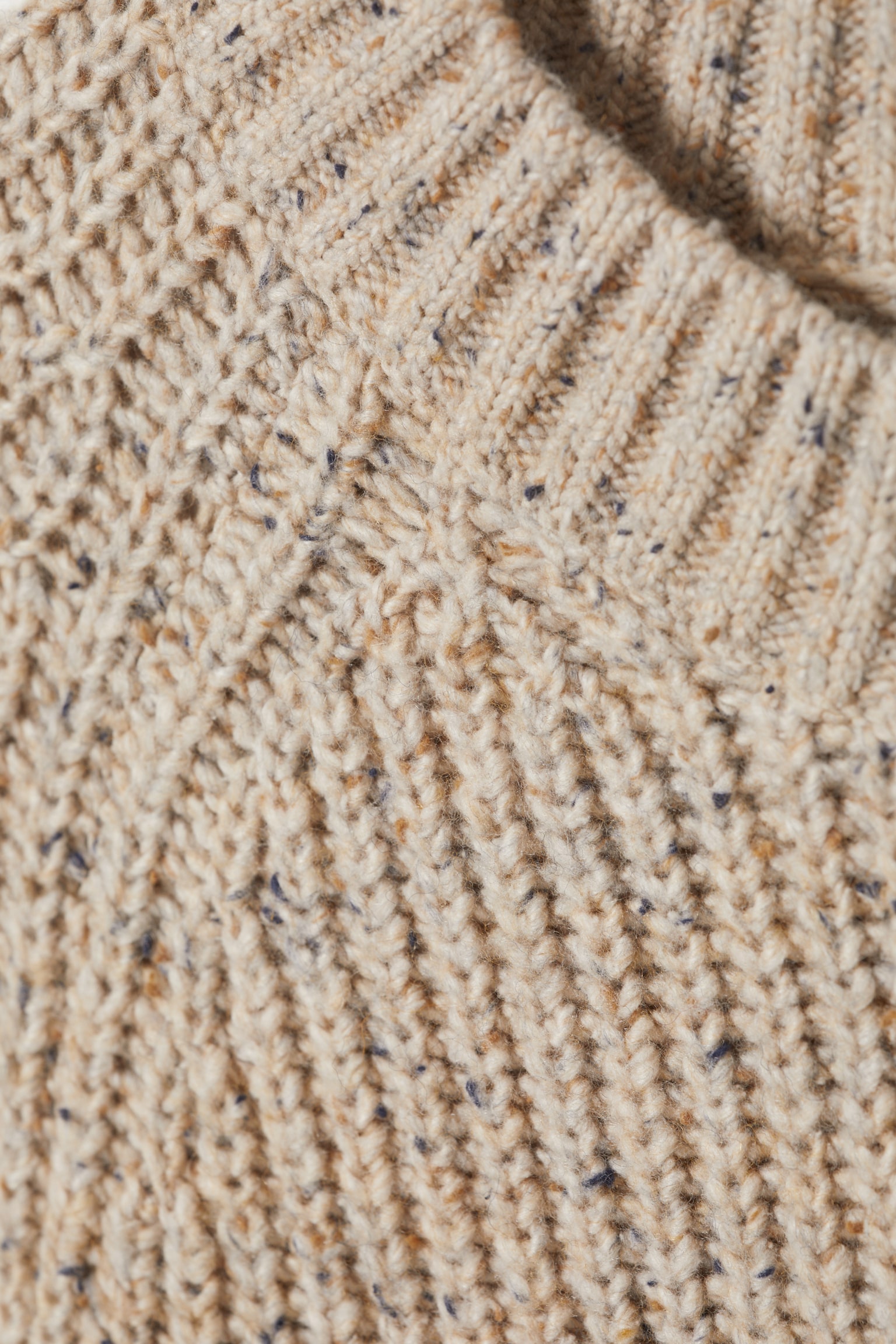 Relaxed Fit Nepped Knit Sweater - Dusty Ecru Melange/Black - 3