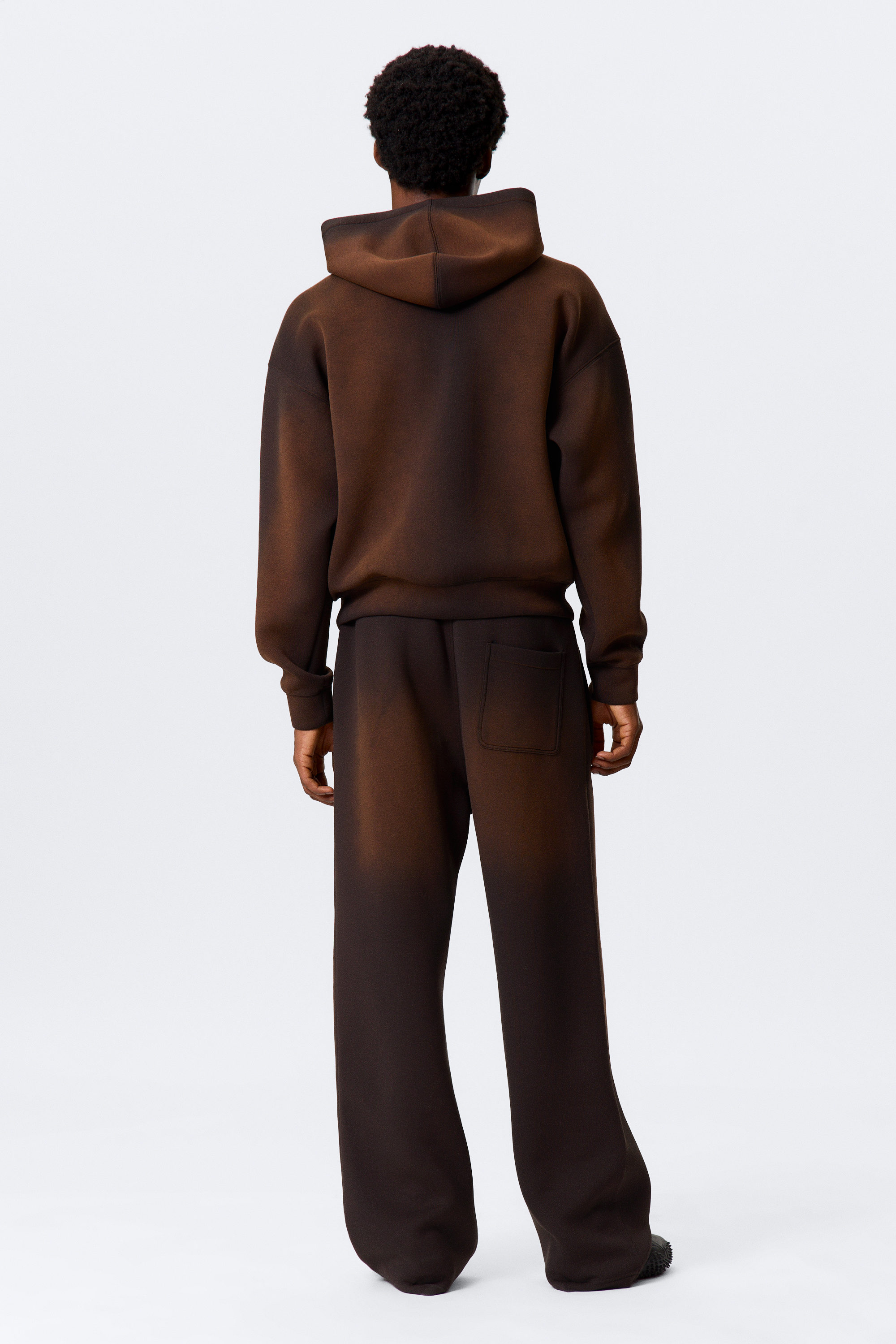 Marron foncé délavé - Sweat à capuche zippé scuba délavé Simon - 3