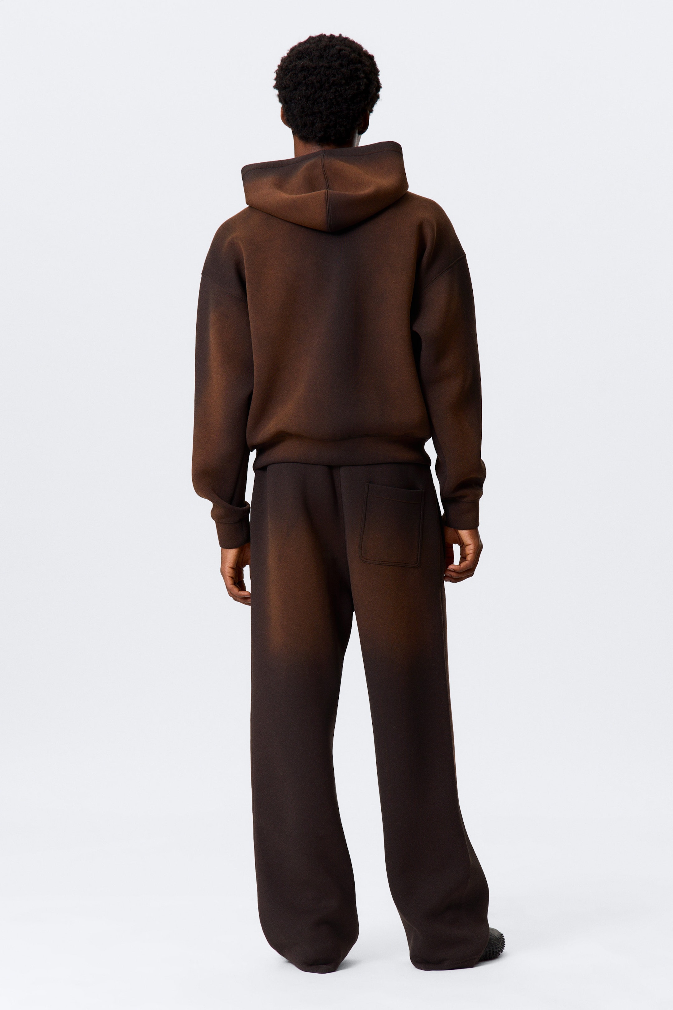 Washed Dark Brown - Simon Washed Scuba Zip Hoodie - 4