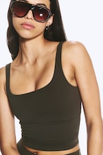 Dark Brown - Cropped Sports Top - 1
