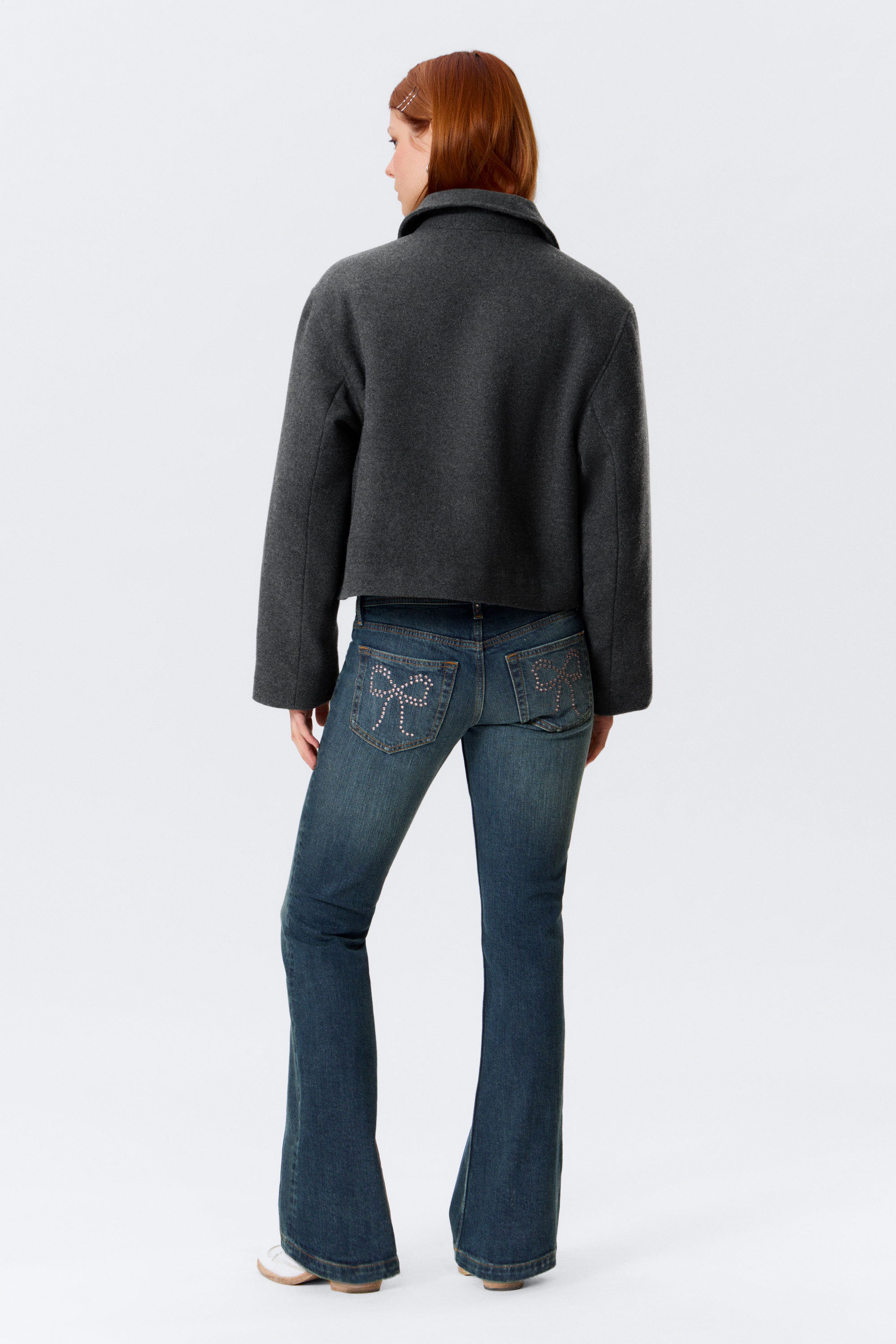 cropped boxy zip jacket - Dark Grey Melange | Monki GB