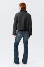 Dark Grey Melange - Cropped Boxy Zip Jacket - 3