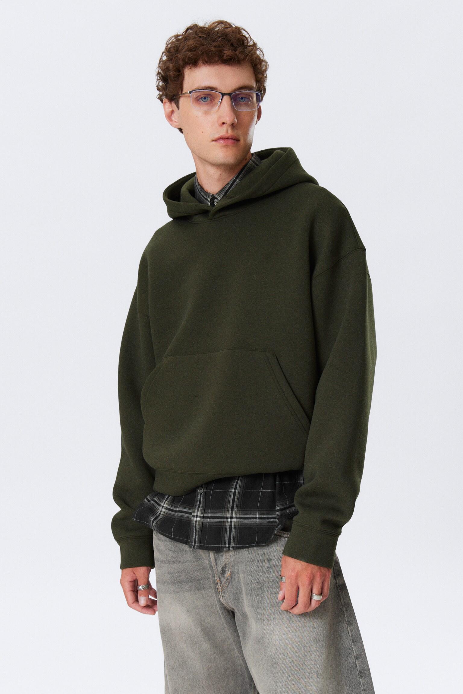 Simon Scuba Hoodie - Tmavozelená khaki/burgundy/Black/Grey Melange