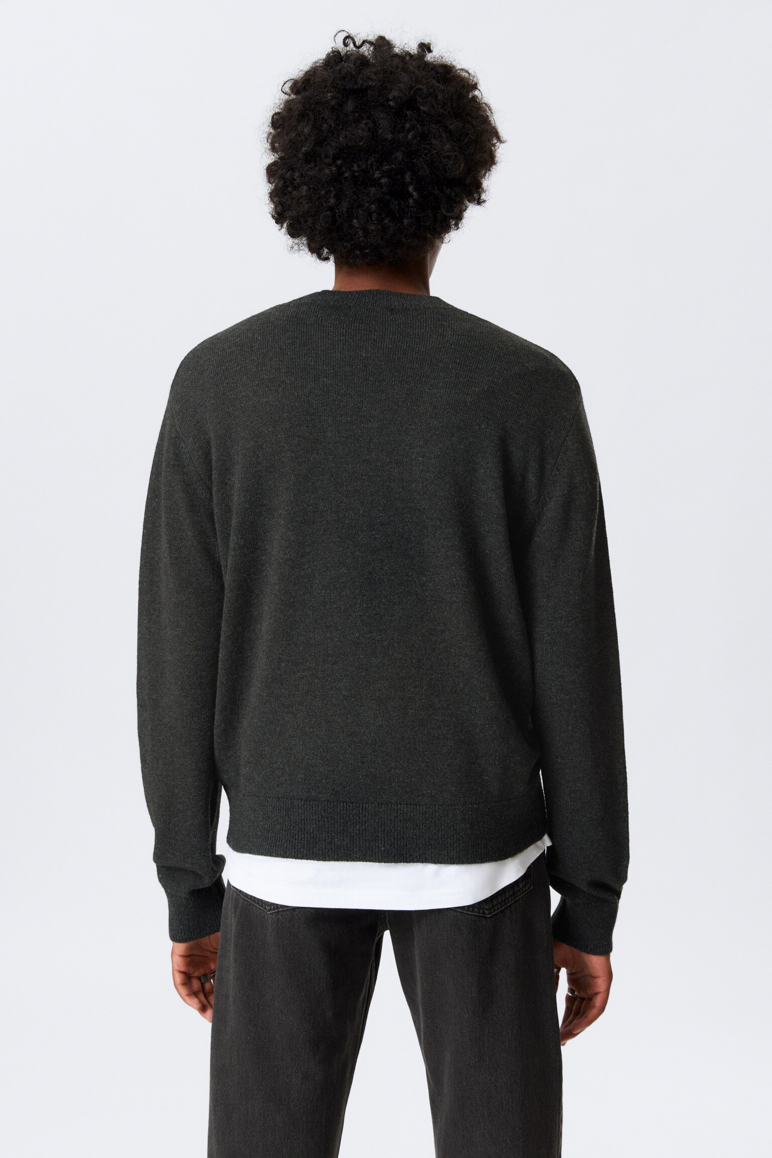 Sweter z okrągłym dekoltem Regular Fit - Czarny/Ciemnobrązowy - 5