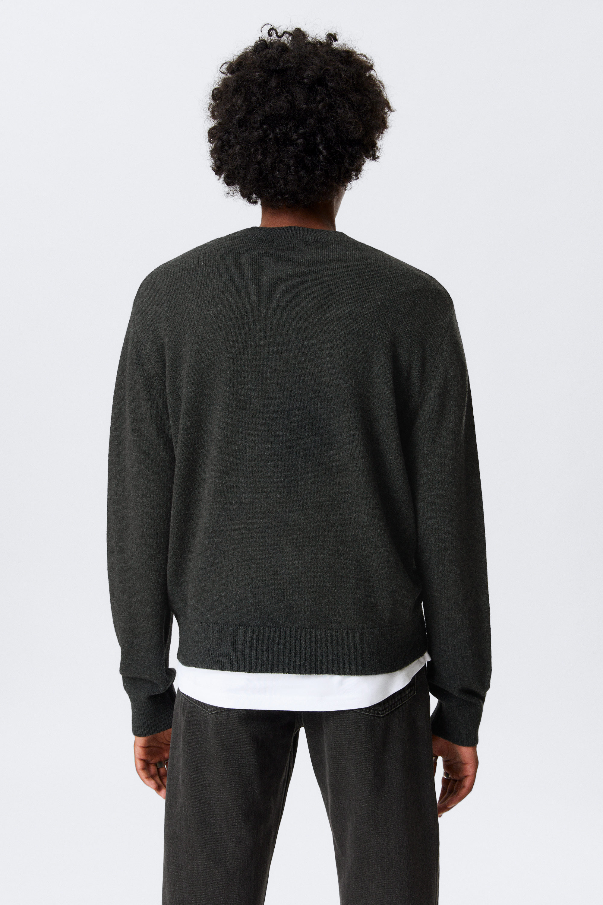 Svart - Tröja i ullblandning med rund hals - 2