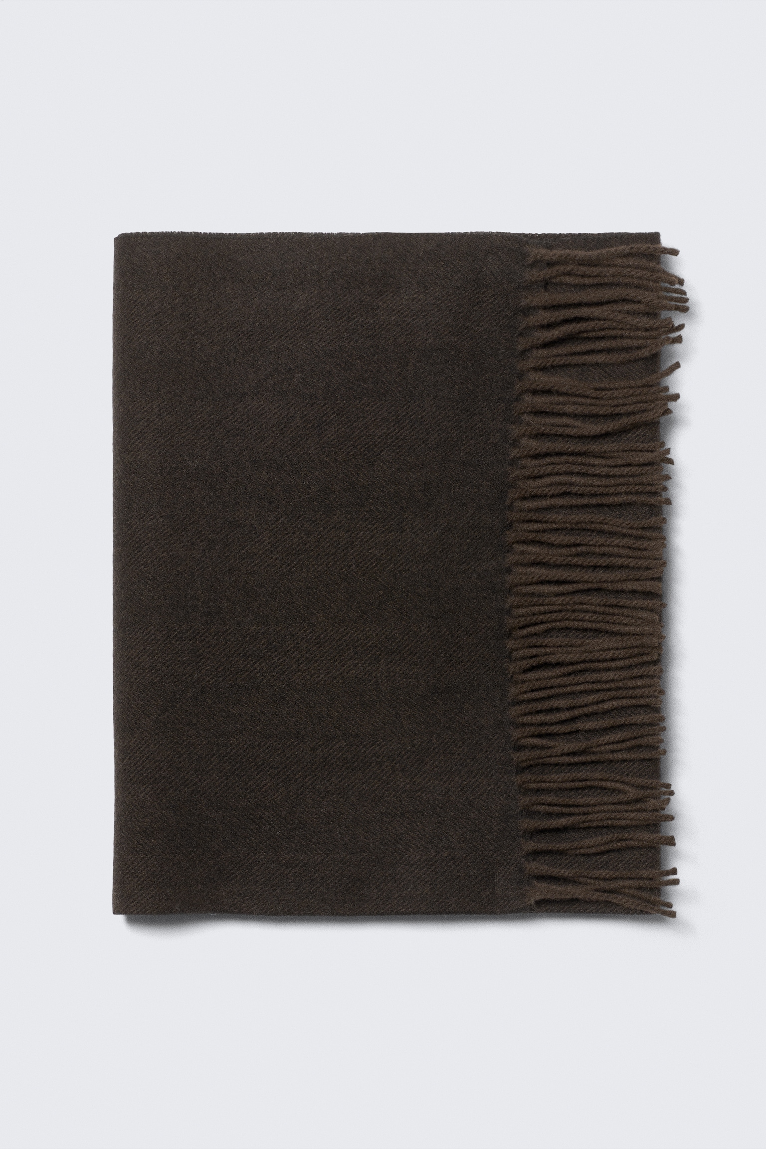 Long Woven Wool Scarf - Medium Brown/Black/Medium Grey/Checked Dark Grey