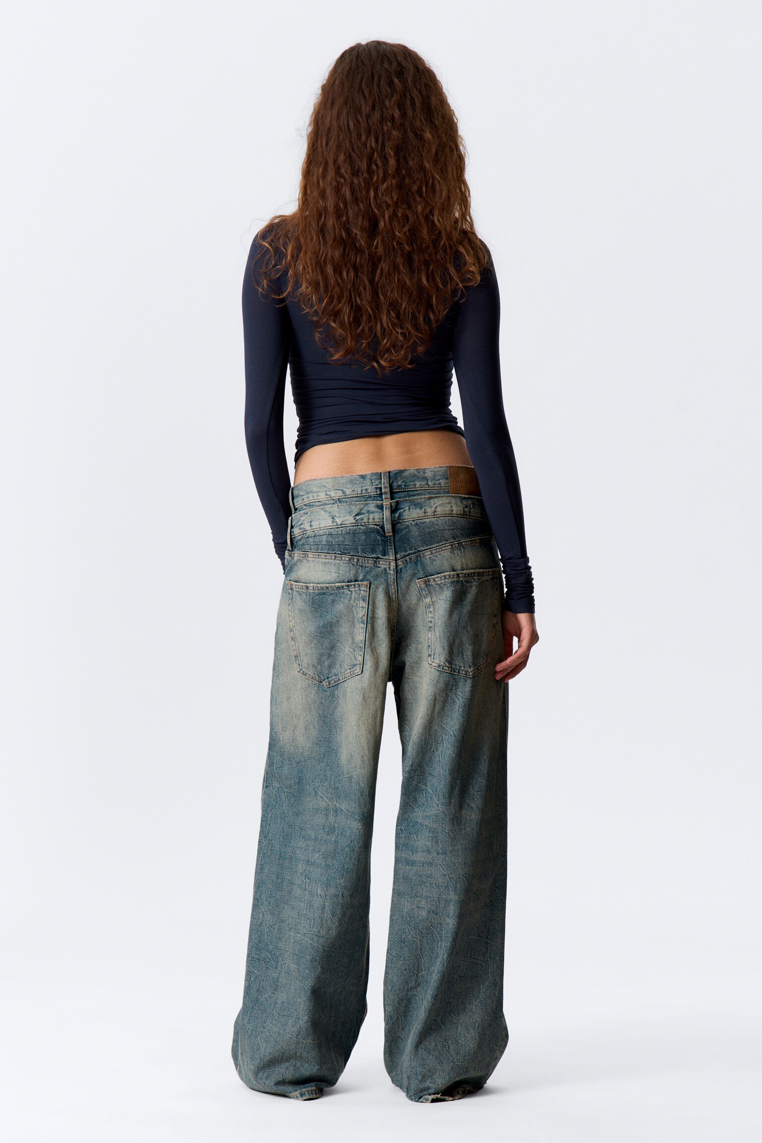 Dual Waistband Wide Leg Jeans - Arizona Blue - Medium Blue - 6