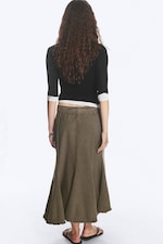 Dark Mole - Frayed cotton midi skirt - 2