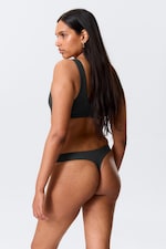Dark Grey - V-Shaped Ribbed Bikini Thong - 2