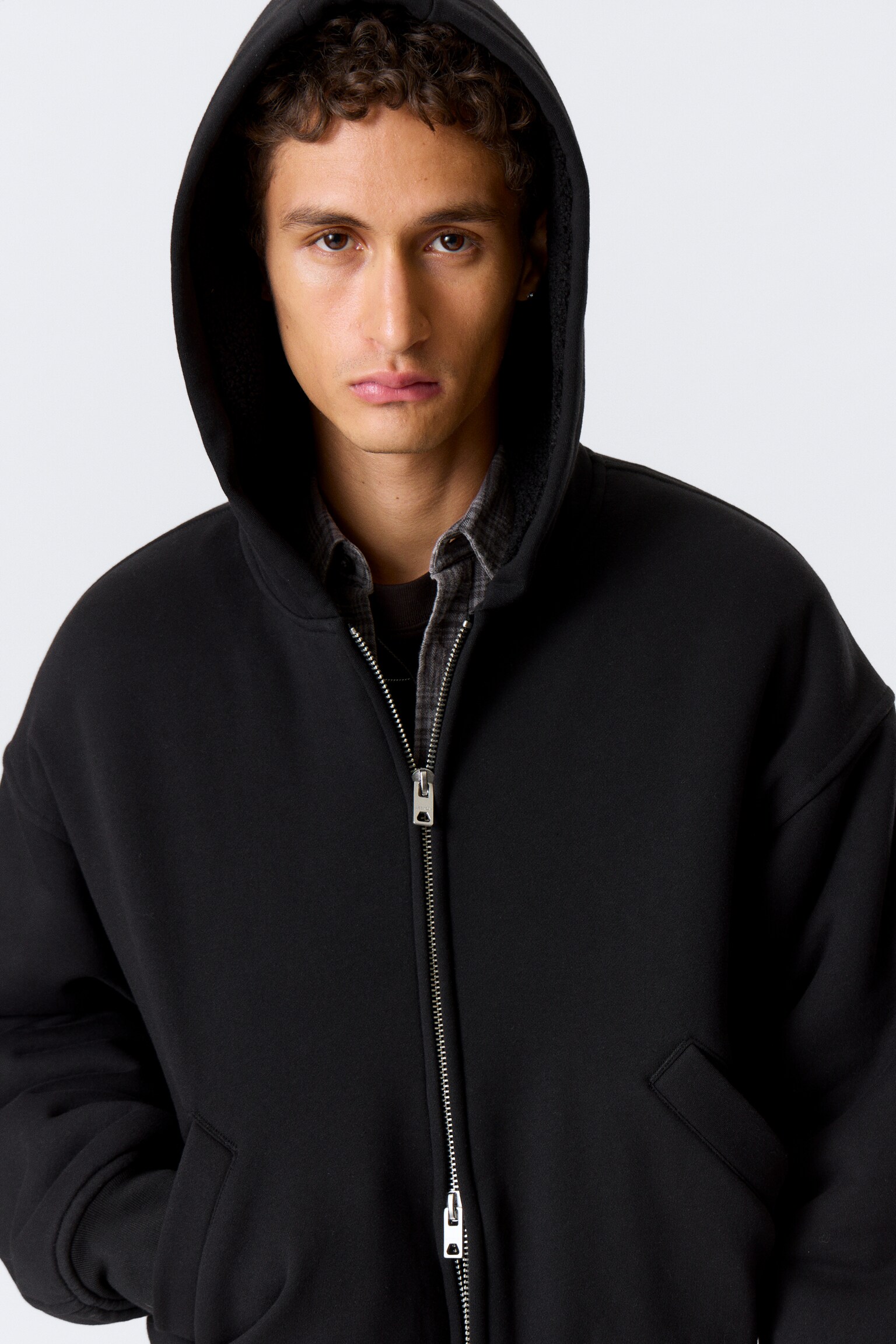 Bluza z kapturem Bomber z podszewką - Czarny - 4