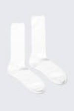 White - Ribbed Mid-High Socks - 0