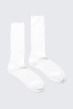 Blanc - Chaussettes mi-hautes côtelées - 0