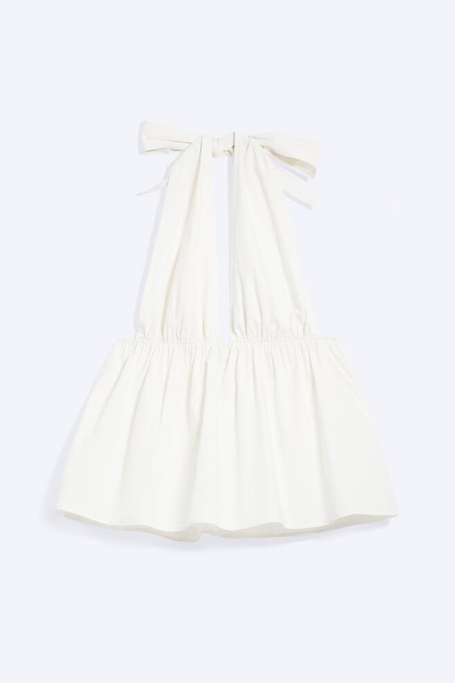 Halterneck Cotton Top - Off White - 1