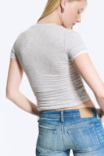 Mélange gris poudré clair - Top Henley à manches courtes - 3